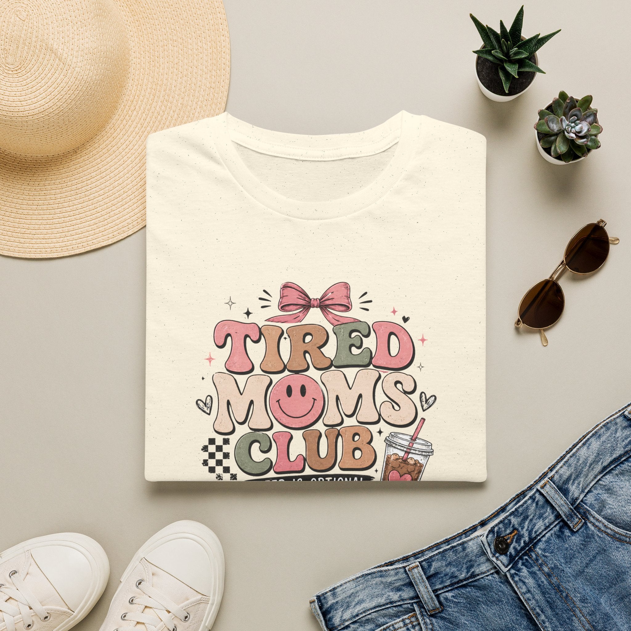 Tired Moms Club T‑Shirt — Cute Retro Coffee Mom Graphic Tee