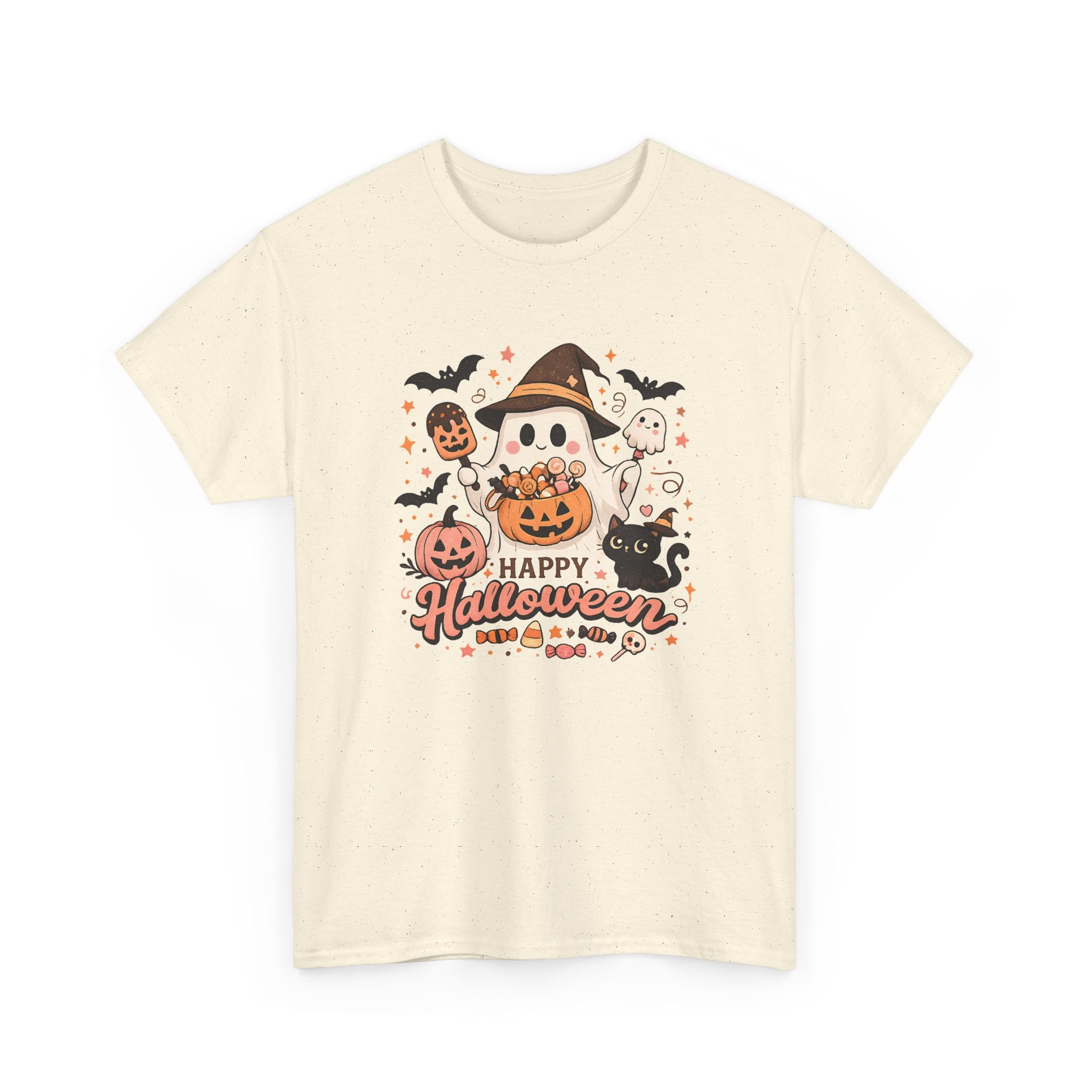 Halloween Ghost Pumpkin T-Shirt — "Happy Halloween" Cute Spooky Graphic Tee