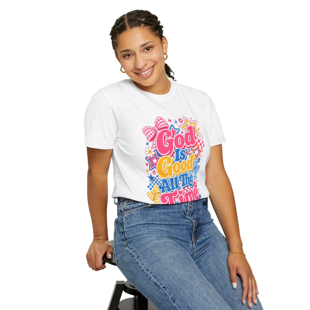 God Is Good All The Time T-Shirt — Retro Floral Christian Tee
