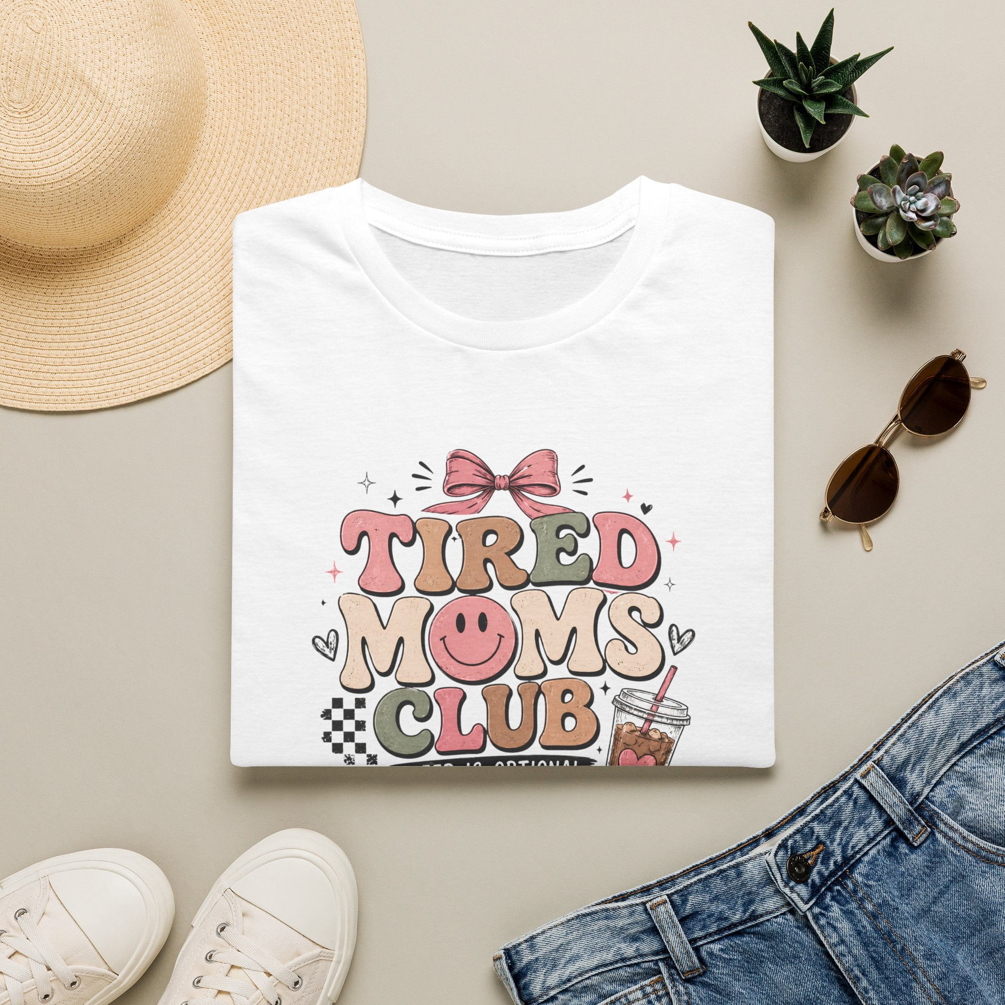 Tired Moms Club T‑Shirt — Cute Retro Coffee Mom Graphic Tee